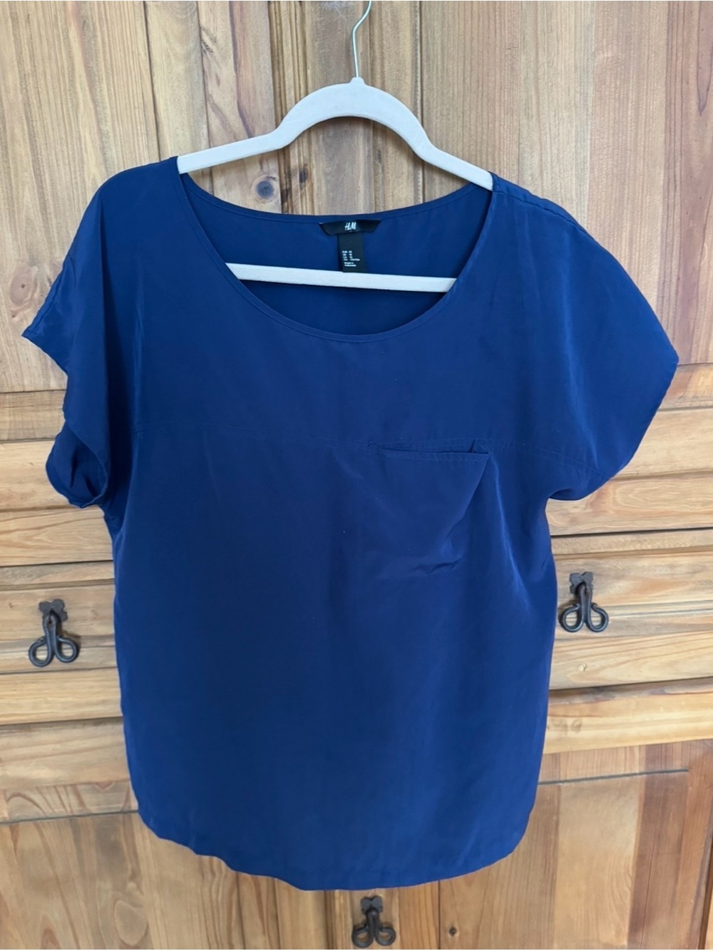 H&M Deep Blue Short-Sleeve Pocket Top